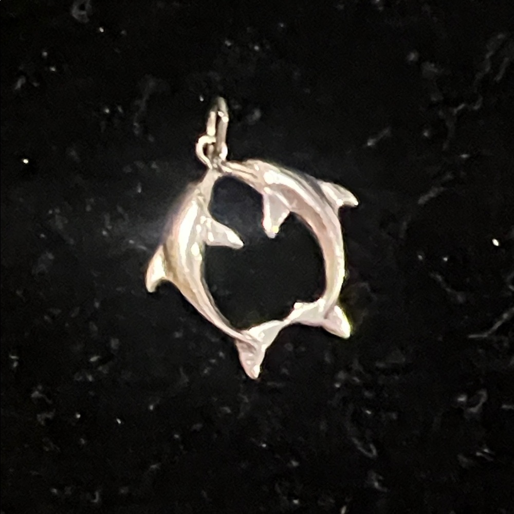 Sterling Silver 2 Kissing Dolphins Pendant
